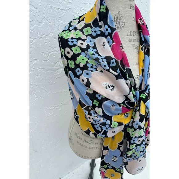 Karl Lagerfield Womens Floral Print Modal Scarf Multicolor Size 35 x 76 - Picture 12 of 12